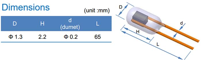 Amphenol Advanced Sensors TG NTC Glass Sealed Radial Type Thermistors Amphenol Advanced Sensors TG NTC Glass Sealed Radial Type Thermistors